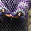 LS44 - Purple/Grey Cotton Crocheted Top (Size M/14) - Image 6