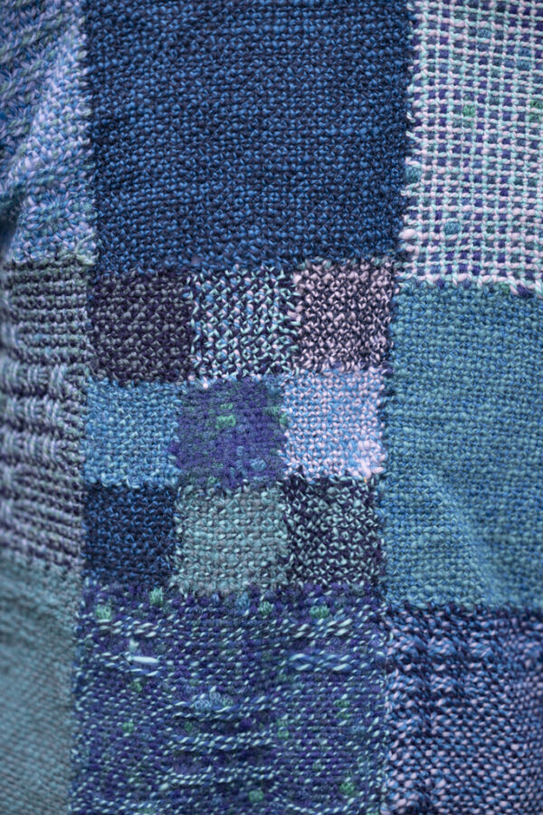 SS167 Blue Open Woven Coat - Hand spun merino with Cotton - Image 8